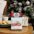 Load image into Gallery viewer, The Fresh Scents Merry Christmas - Sachet 3pk features a red truck and tree design, adding long-lasting fragrance to your room. Displayed beside cookies, milk, a wrapped gift, and a festive tree, it brings holiday cheer to your space.