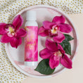 Load image into Gallery viewer, Hello Gorgeous Room Spray on Plate with Plumeria Pink Flowers