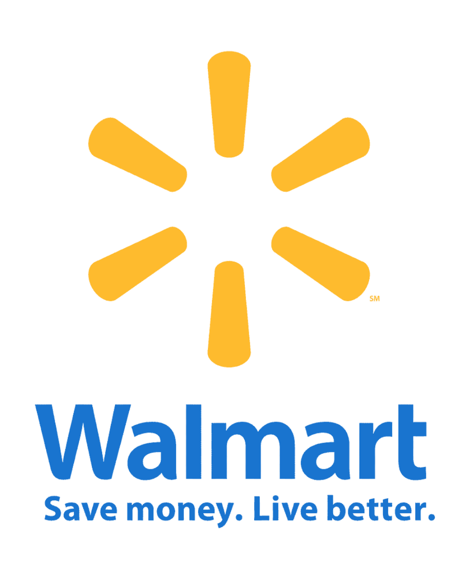 Walmart logo featuring a yellow sunburst above the word Walmart in blue, with the slogan Save money. Live better. written underneath.
