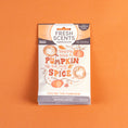 Load image into Gallery viewer, A 3-pack of "You’re the Pumpkin" scented sachets by Fresh Scents sits on an orange background, featuring pumpkin illustrations and offering a flameless, long-lasting pumpkin spice fragrance.
