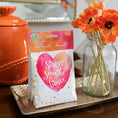 Load image into Gallery viewer, Strong Smart Brave Fresh Scents Fragranced Sachet on Tray with Vase of Poppies
