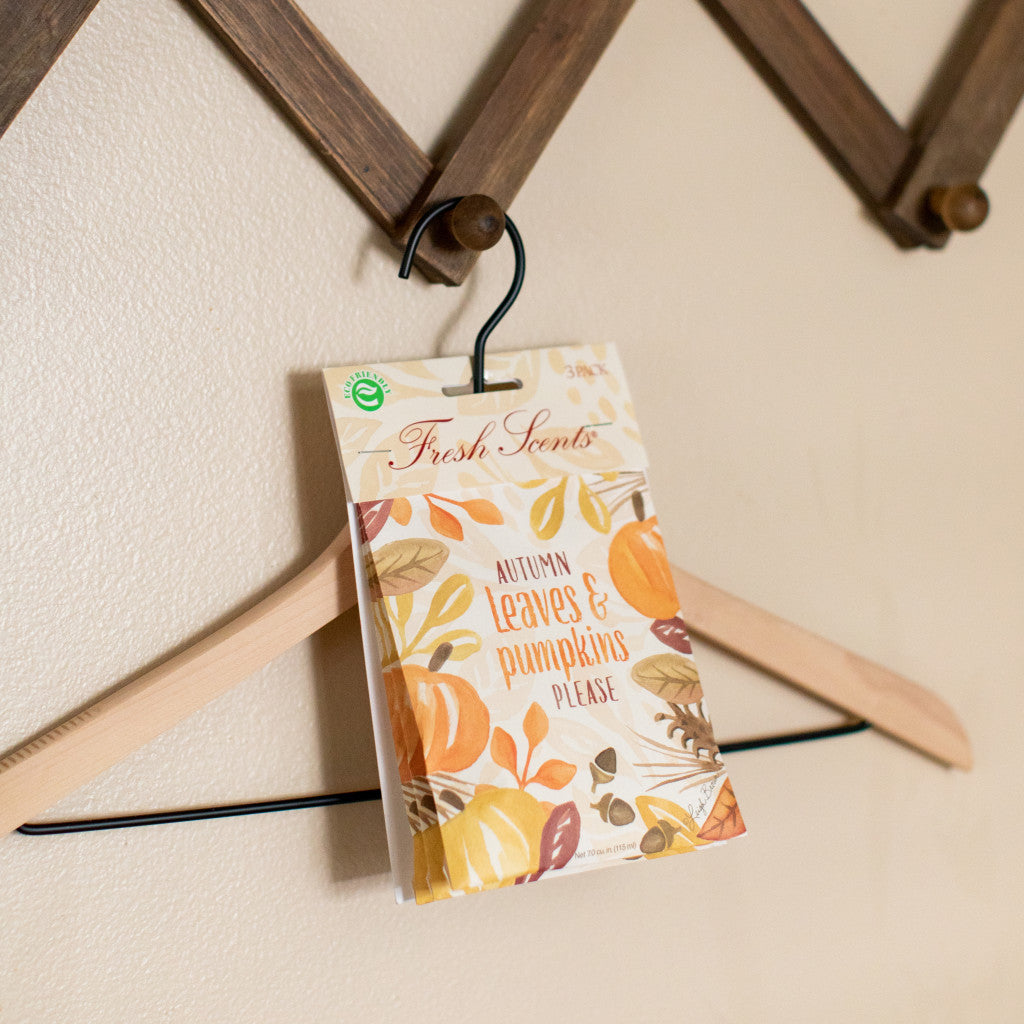 Autumn Leaves Fresh Scents scented sachet on hanger. Closet Fragrance.
