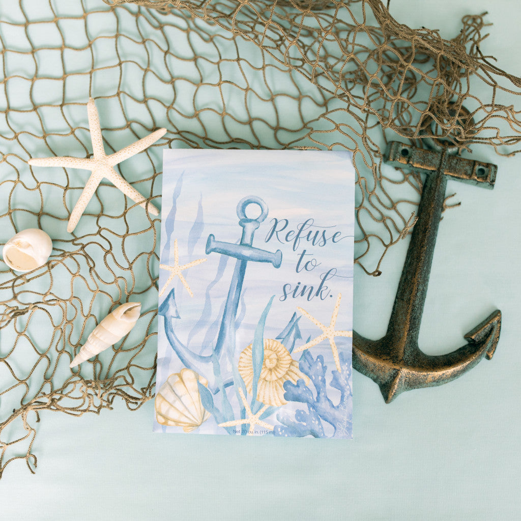 Refuse to Sink Fresh Scents Fragranced Sachet Flat Lay with Fishing Net and Anchor
