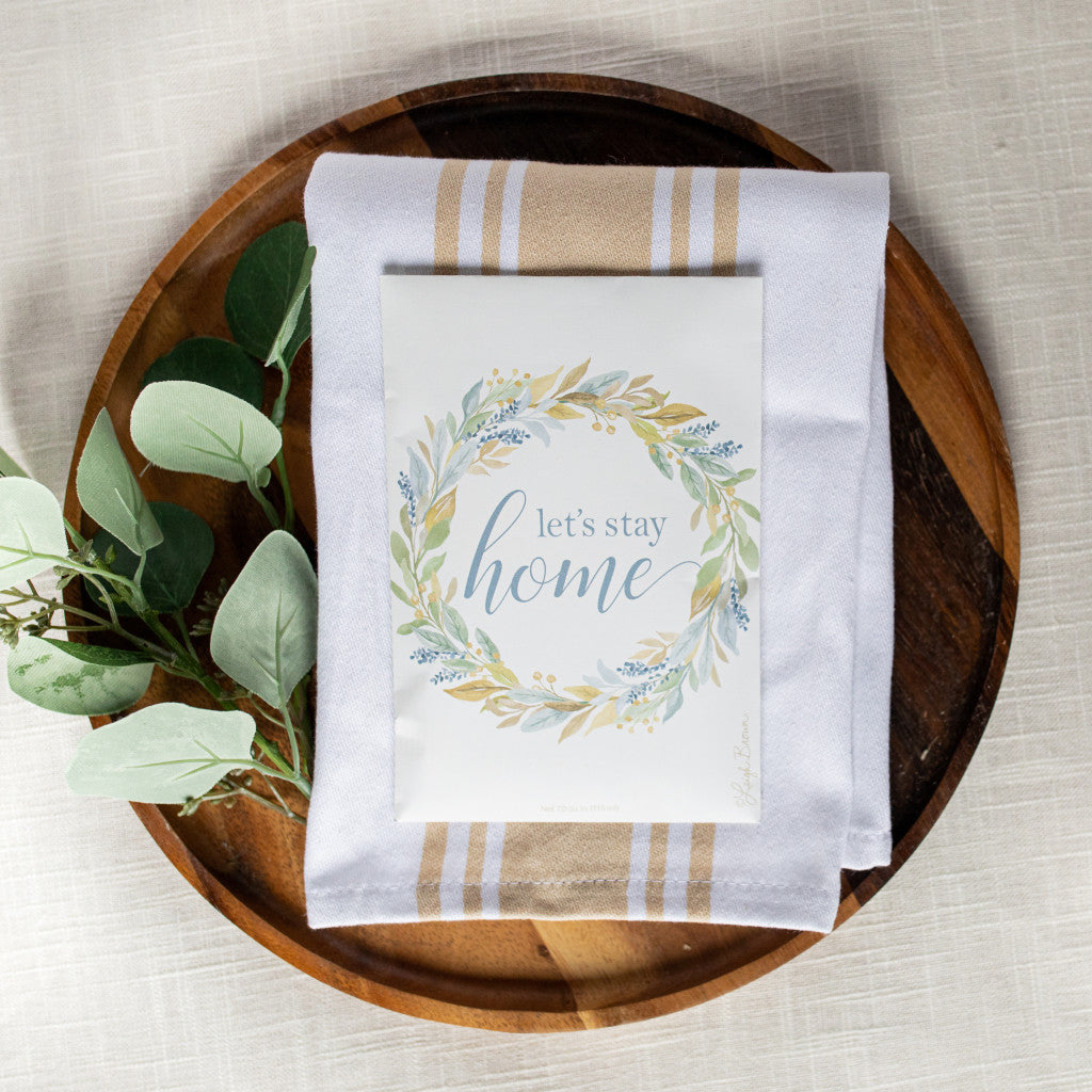 Let's Stay Home Scented sachet on Serving Tray with Hand Towel