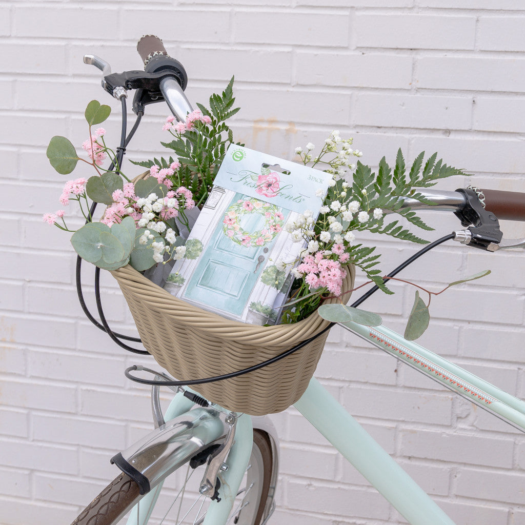 Spring Door Fresh Scents Fragranced Sachet in Basket of Bicycle