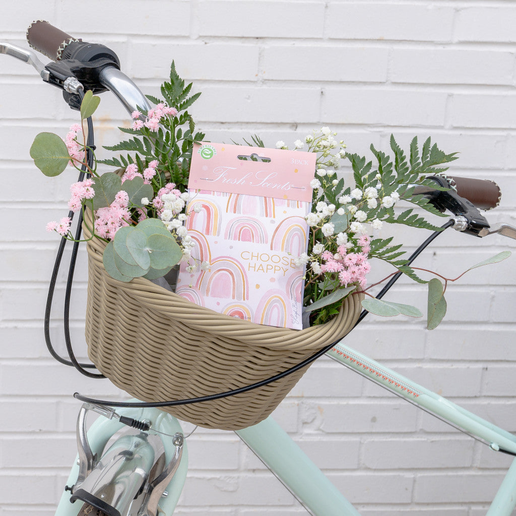 Choose Happy Fragrance Sachet in Basket of Bicycle