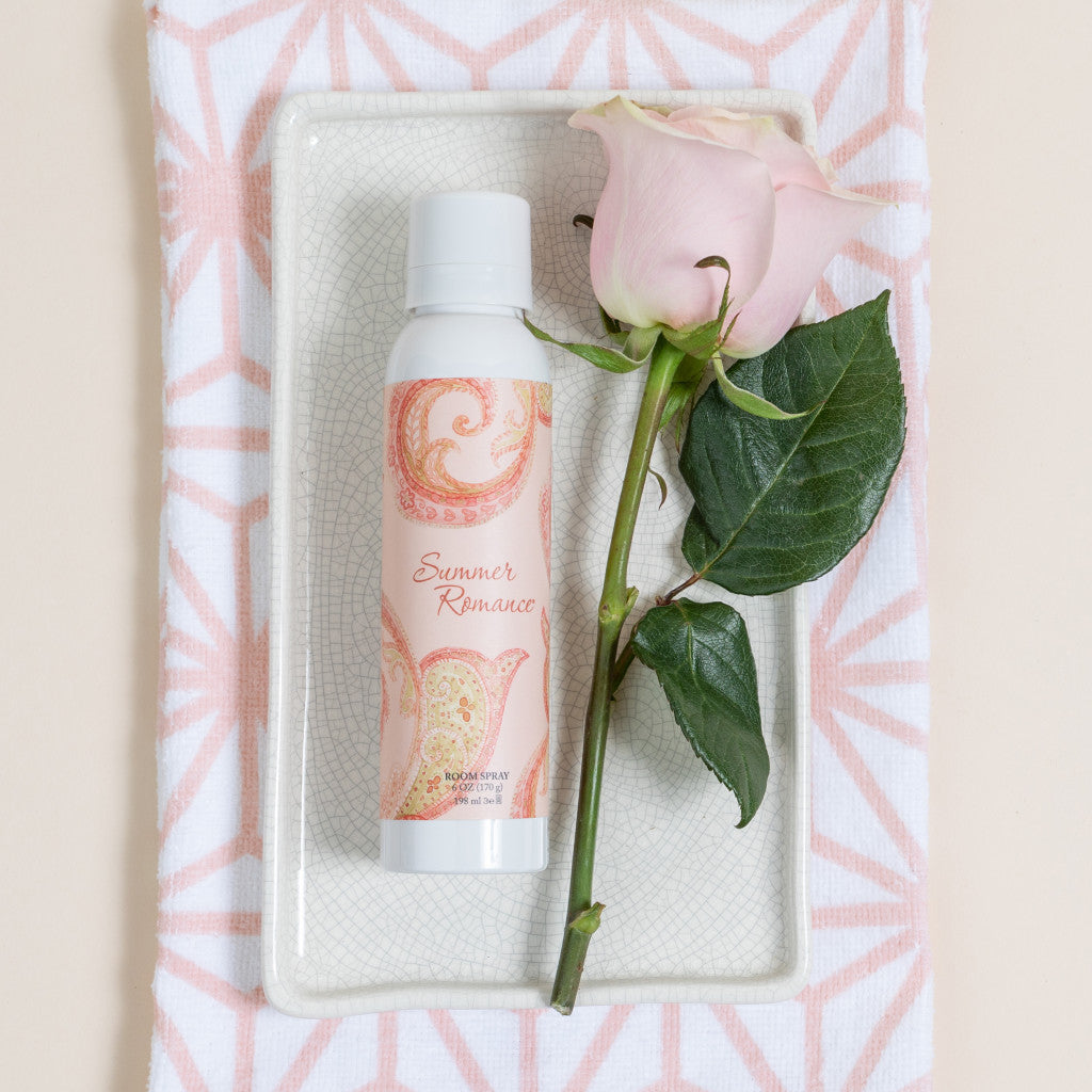 Summer Romance Non-Aerosol Room Spray on Towel With Rose