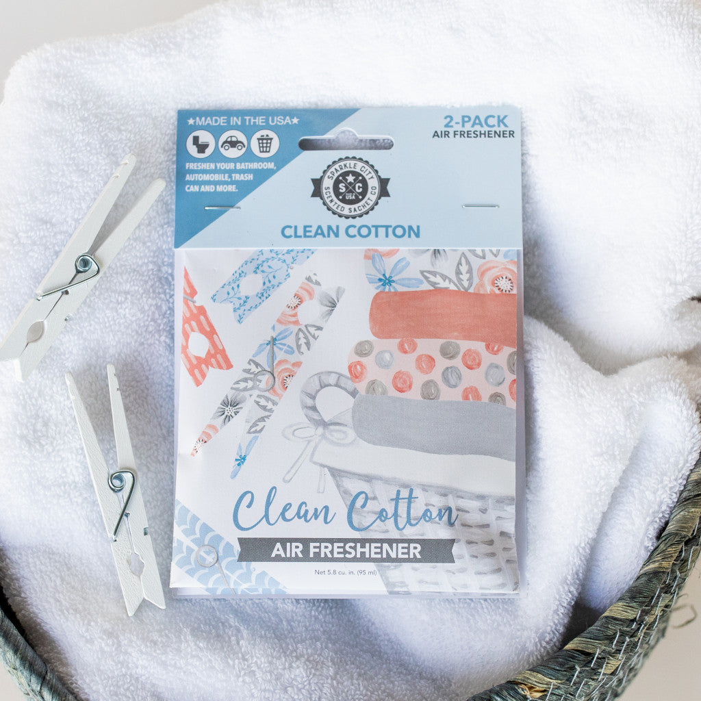 Clean Cotton scented sachet with towel and clothes pin
