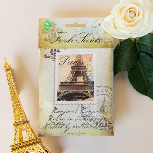 Paris Fresh Scents Fragrance Sachet Flat Lay with Eiffel Tower
