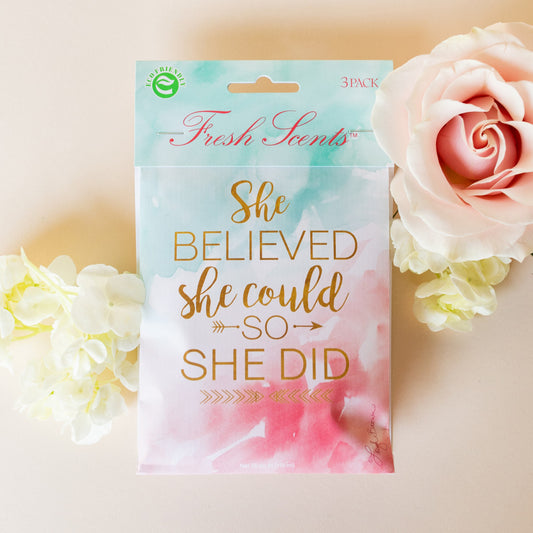 She Believed Fresh Scents Fragranced Sachet Flat Lay with Rose