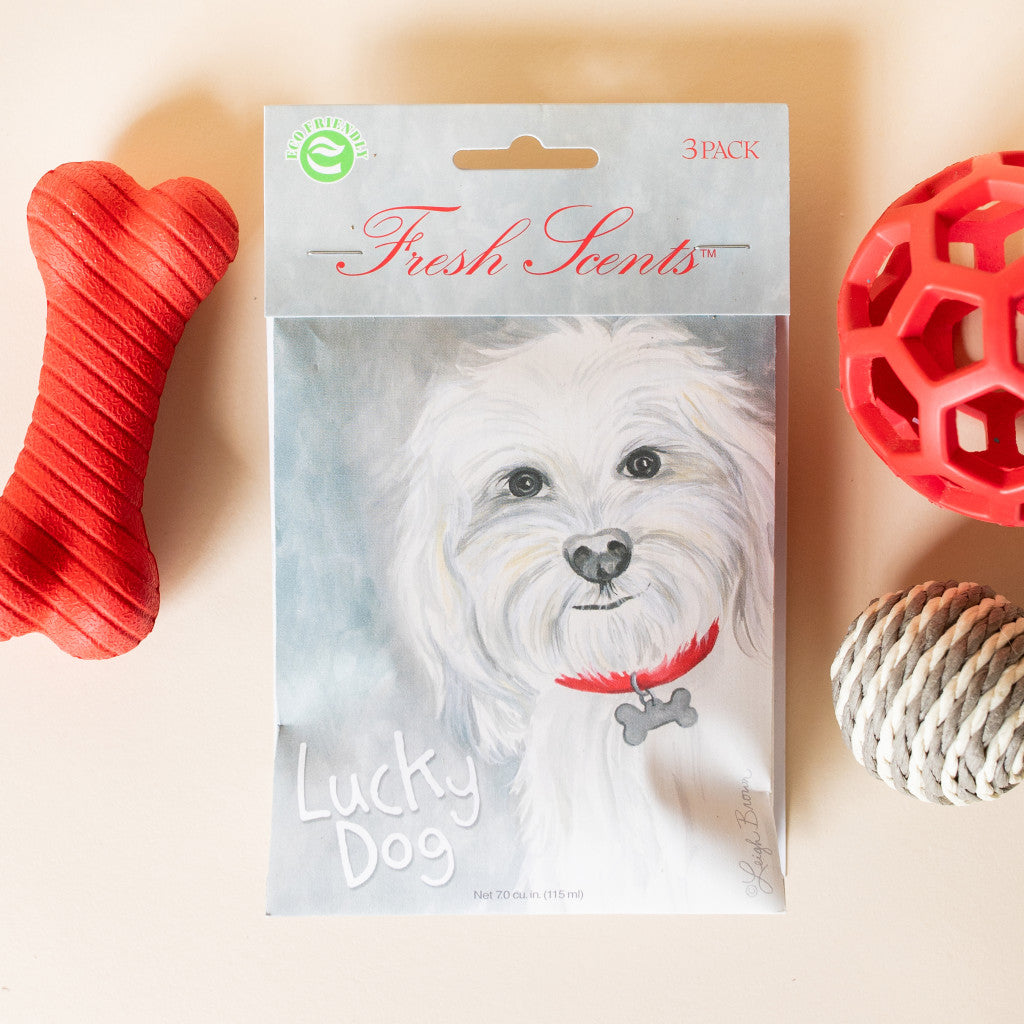 Lucky Dog Fresh Scents Fragrance Sachet Flat Lay with Dog Toys