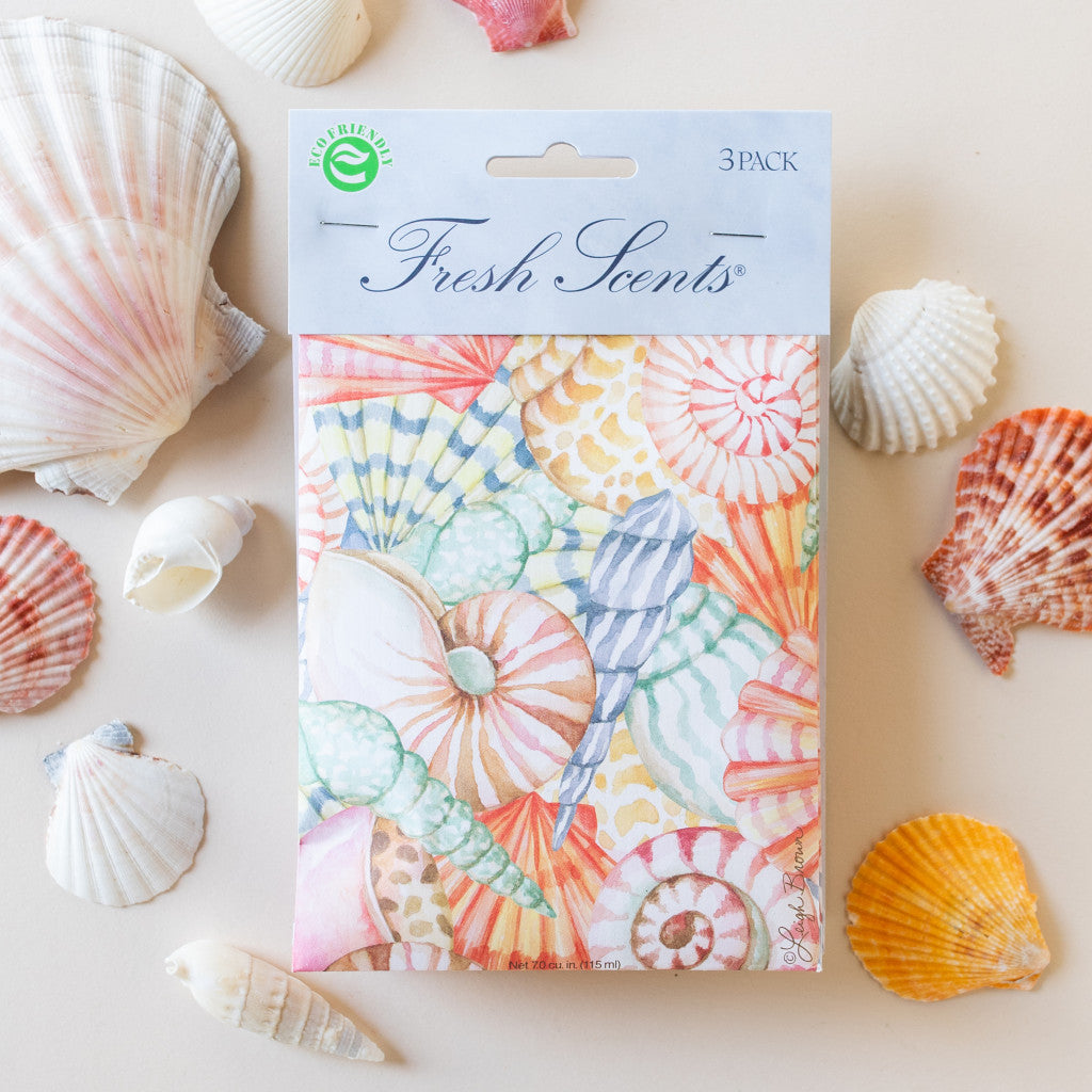 Sea Shells Fresh Scents Fragranced Sachet Flat Lay with Sea Shells